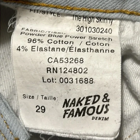 Naked & Famous Denim Light Wash Women's Cropped cuffed Jeans.  Size 29 - Picture 10 of 11